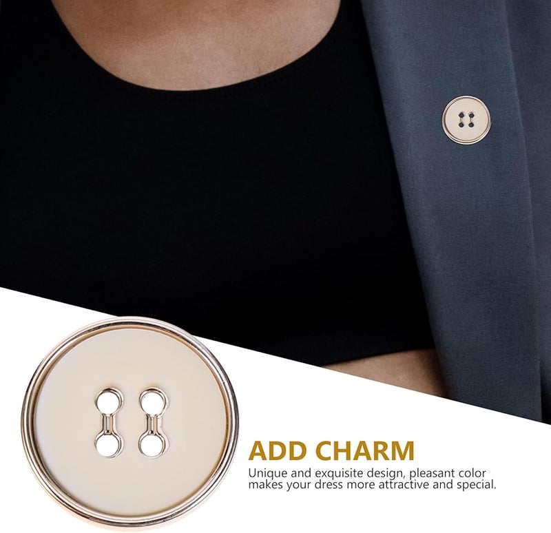 أزرار معطف مستديرة ذات حواف ذهبية وأربعة عيون مقاس 25 ملم لخياطة معاطف وسترات وبدلات السيدات - Image 5